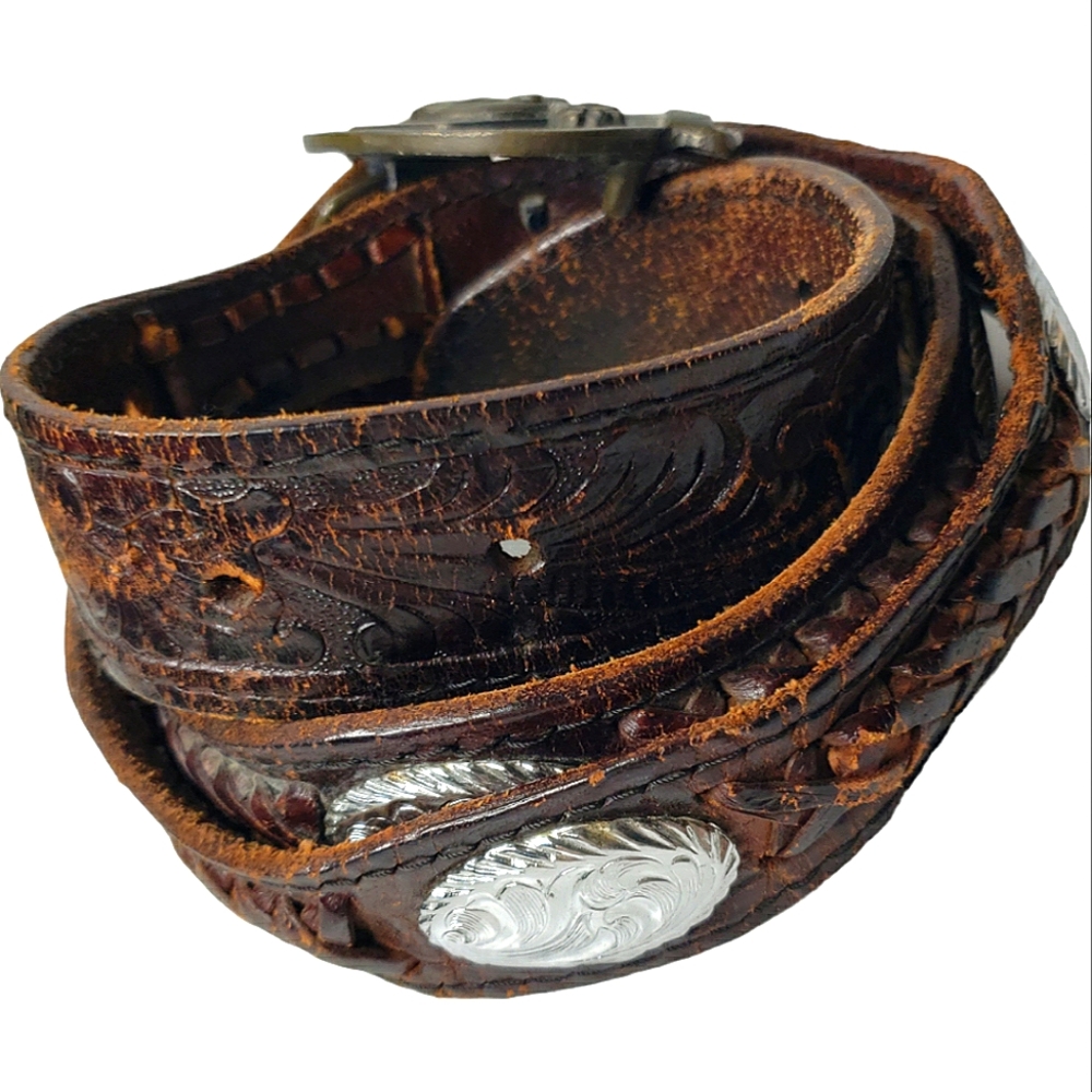 Bass Anglers Sportsman Statement Vintage Belt Life Member Tooled Conch Buc… - Picture 10 of 11
